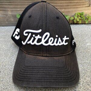 TITLEIST Footjoy FJ Pro V1 LG XL Mesh Golf Hat Black Fitted Cap Embroidered‌‌